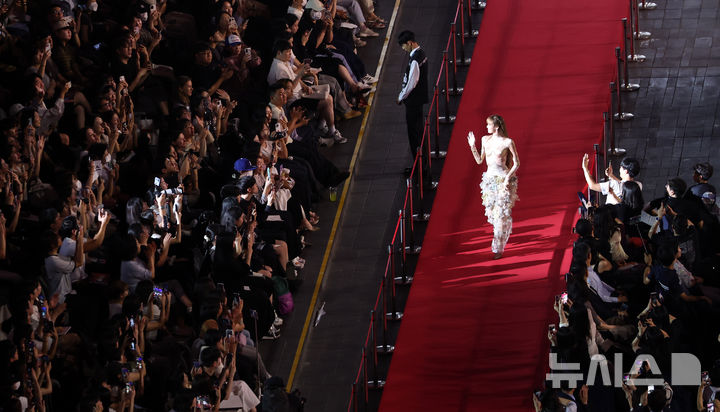  [부산=뉴시스] 하경민 기자 = 제30회 부산국제영화제 개막식이 열린 17일 부산 해운대구 영화의전당에서 블랙핑크 리사가 레드카펫을 지나고 있다. 26일까지 열흘간 열리는 이번 영화제는 7개 극장 31개 스크린에서 공식 초청작 64개국 241편과 커뮤니티비프 87편 등 총 328편의 작품을 상영한다. 2025.09.17. yulnetphoto@newsis.com