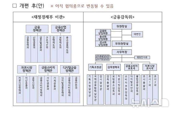 [서울=뉴시스]금융감독위원회 직제 초안. photo@newsis.com