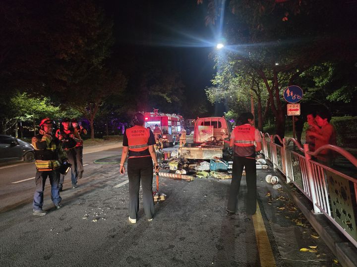 [진주=뉴시스]진주소방서, 소방홍보 전문의용소방대원들의 활약상.(사진=진주소방서 제공).2025.09.18.jkgyu@newsis.com *재판매 및 DB 금지