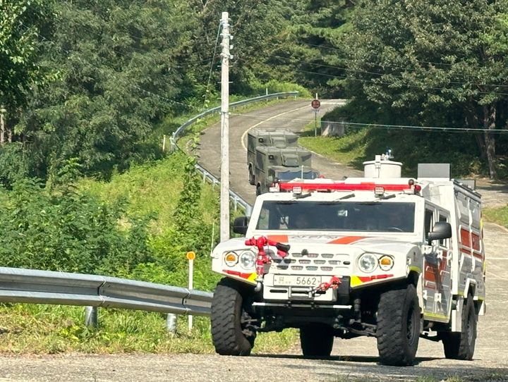 [대전=뉴시스] 다목적 산불진화차의 주행 훈련 모습.(사진=산림청 제공) **위 사진은 기사 내용과 무관합니다. *재판매 및 DB 금지