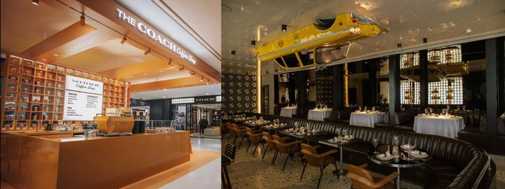 [서울=뉴시스] 코치가 말레이시아에 운영 중인 '더 코치 커피숍'(왼쪽)과 인도네시아 자카르타에 마련한 '더 코치 레스토랑'의 모습이다(사진=코치 인스타그램 캡처) *재판매 및 DB 금지