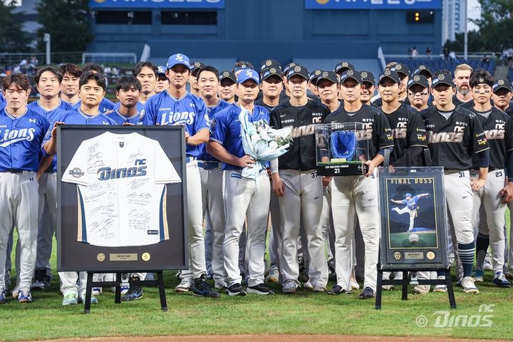 [서울=뉴시스] 18일 창원 NC파크에서 열린 오승환(삼성 라이온즈)의 은퇴 투어. (사진 = NC 다이노스 제공) *재판매 및 DB 금지