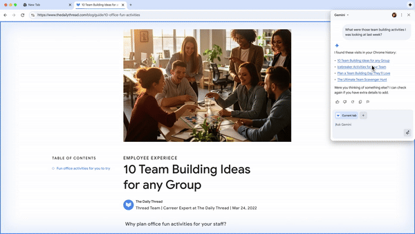 [서울=뉴시스] 구글이 자사 브라우저 '크롬'에 인공지능(AI) 모델 '제미나이'를 탑재한다고 18일(현지 시간) 밝혔다. 영상은 AI 에이전트가 사용자 요청에 작업을 자동 수행하는 모습 (영상=구글) *재판매 및 DB 금지