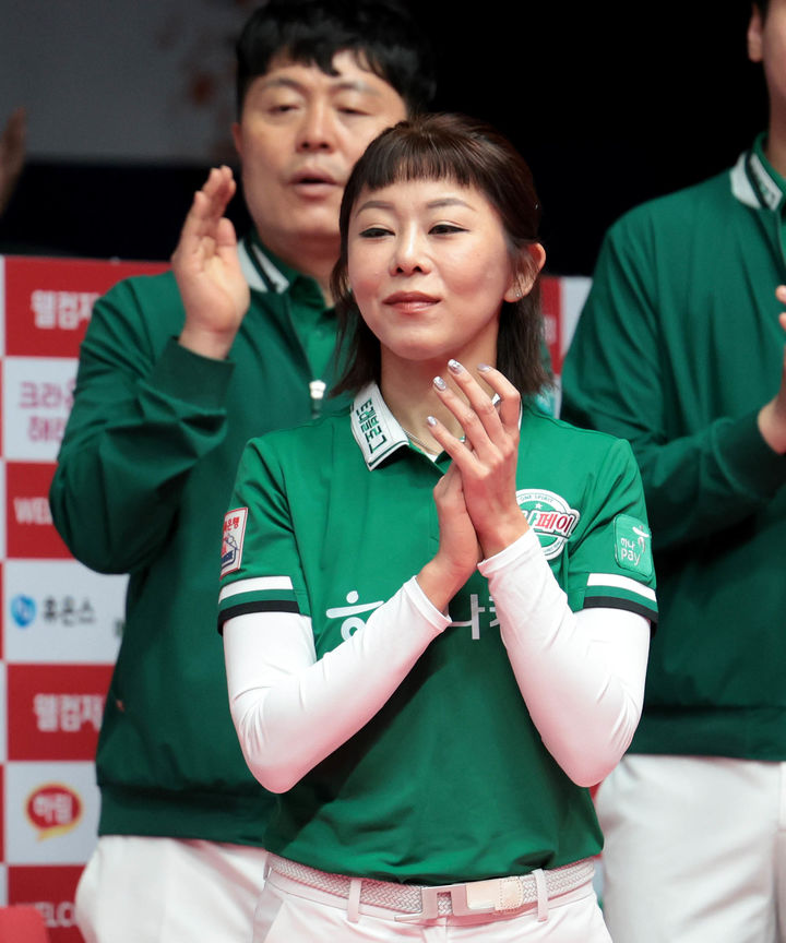 [서울=뉴시스] 프로당구 PBA 팀리그 통산 세트 200승을 달성한 하나카드의 김가영. (사진=PBA 제공) *재판매 및 DB 금지