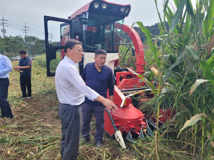 [합천=뉴시스] 합천군, 하계 조사료 사일리지 제조장비 연시회 개최 (사진=합천군 제공) 2025. 09. 19. photo@newsis.com *재판매 및 DB 금지