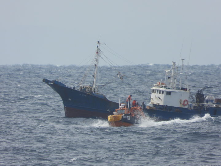 [울산=뉴시스] 박수지 기자 = 울산해양경찰서가 19일 부산 송정항 동방 약 61.6㎞ 해상에서 침몰한 선박 사고와 관련 구조작업을 벌이고 있다. (사진=울산해경 제공) 2025.09/19/ parksj@newsis.com *재판매 및 DB 금지