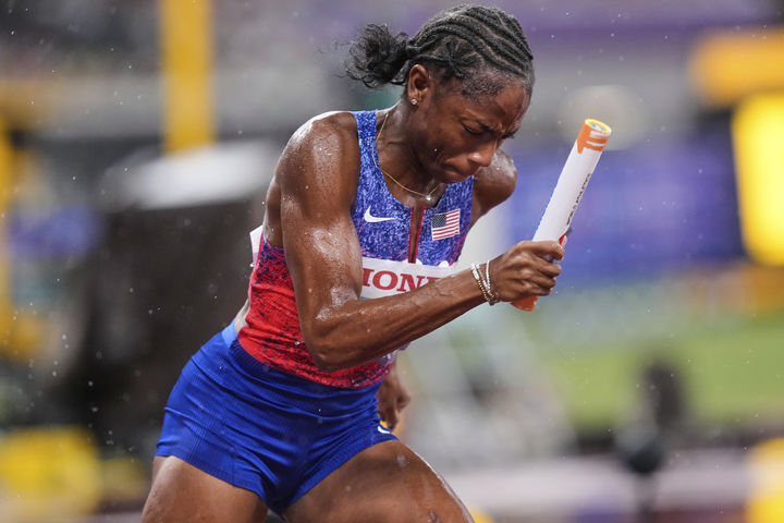 [도쿄=AP/뉴시스]제퍼슨, 여자 400m 계주 金. 2025.09.21.