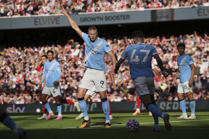 [런던=AP/뉴시스] 잉글랜드 프로축구 프리미어리그(EPL) 맨체스터 시티의 엘링 홀란. 2025.09.21.