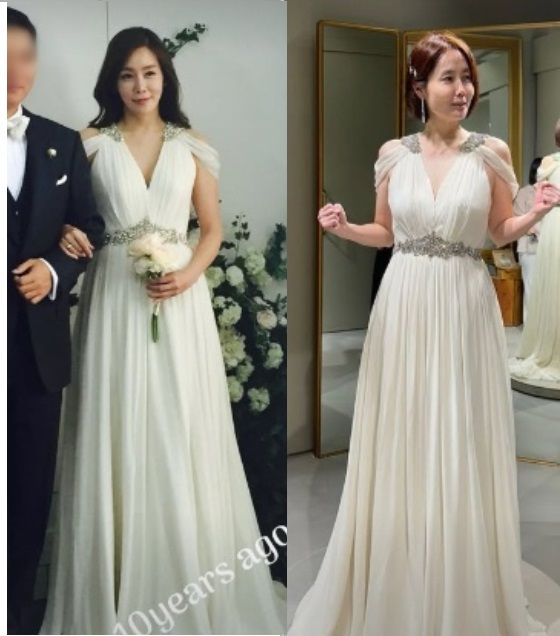 [서울=뉴시스] 배우 김정은이 10년 전 웨딩드레스를 다시 입으며 변함없는 미모를 과시했다. (사진=김정은 인스타그램 캡처) 2025.09.22. photo@newsis.com *재판매 및 DB 금지