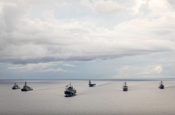 [서울=뉴시스] 한미일 '프리덤 엣지 2025' 연합훈련에 참가한 미국 해군 함정에 성조기가 걸려 있다.(출처: 미 해군 홈페이지) 2025.0.9.22.&nbsp;&nbsp; *재판매 및 DB 금지