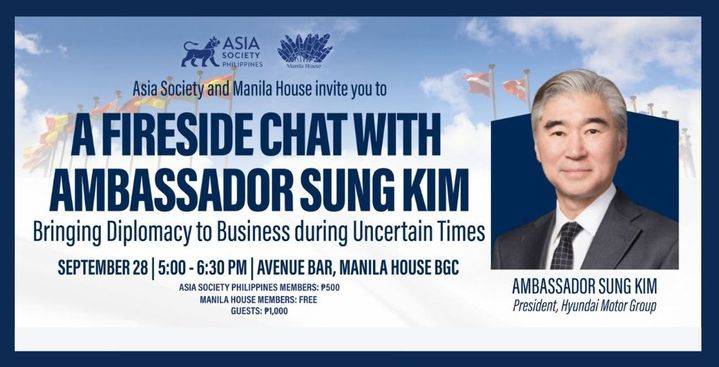 [서울=뉴시스] 성 김 현대차 사장이 오는 28일 필리핀 마닐라 보니파시오 글로벌시티에서 아시아소사이어티와 마닐라하우스의 공동 주최로 열리는 '파이어사이드 챗' 행사에 참석한다. (사진=아시아소사이어티 홈페이지 갈무리) 2025.09.23 photo@newsis.com&nbsp; *재판매 및 DB 금지