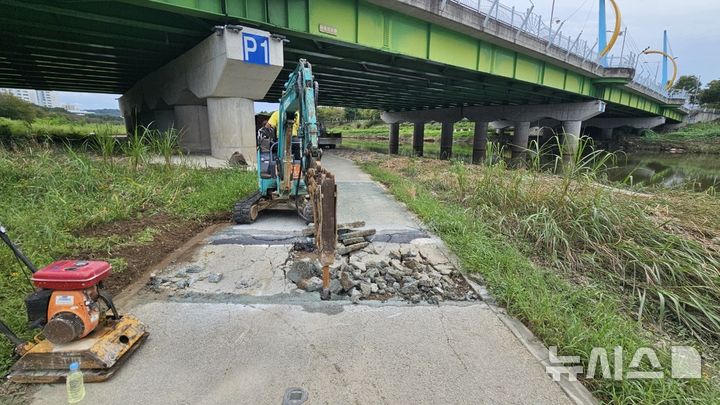 [전주=뉴시스]윤난슬 기자 = 전북 전주시 완산구가 시민들이 가을철 하천 산책로를 안전하고 쾌적하게 이용할 수 있도록 오는 10월까지 전주천(18㎞)과 삼천(20.2㎞) 구간을 대상으로 환경 개선 작업을 추진한다고 23일 밝혔다. (사진=전주시 제공) photo@newsis.com 