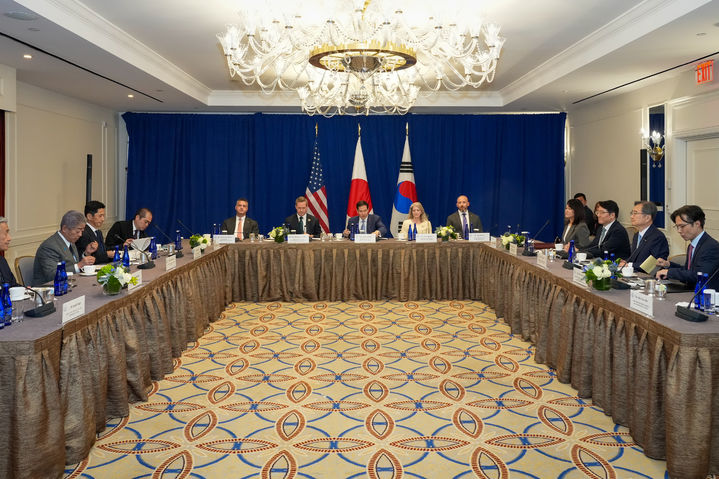 [서울=뉴시스]지난 9월23일 열린 한미일 외교장관 회의 개최. (사진=외교부 제공) 2025.09.23 *재판매 및 DB 금지