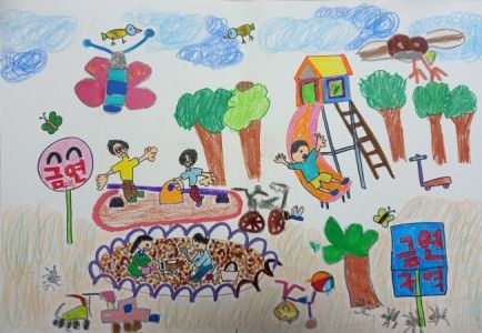 [서울=뉴시스] 2025년 유아·청소년 흡연예방 공모전에서 유아그림 부문 대상을 수상한 '깨끗한 공기, 행복한 우리들' 작품 (사진=보건복지부 제공) 2025.09.24. photo@newsis.com *재판매 및 DB 금지