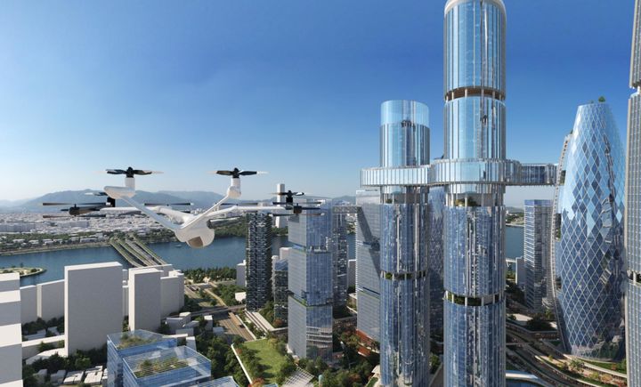 [서울=뉴시스]용산국제업무지구 UAM 바람길 시뮬레이션 예시.