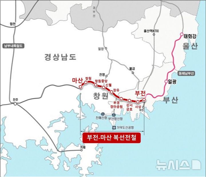 [창원=뉴시스]부전~마산 복선전철 노선도(신월역).(자료=경남도 제공) 2025.09.24. photo@newsis.com