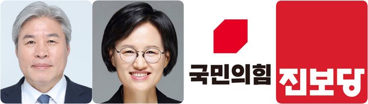 [광주=뉴시스] 야4당 광주시장 출마 예정자. 왼쪽부터 서왕진 조국혁신당 원내대표, 강은미 전 정의당 국회의원, 국민의힘과 진보당 로고. (사진=뉴시스DB) *재판매 및 DB 금지