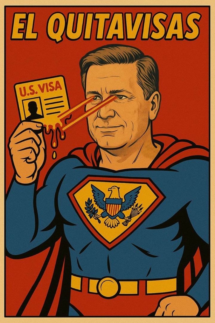 [서울=뉴시스]크리스토퍼 랜도우 미 국무장관이 자신의 X 계정에 올린 게시물로 "비자를 빼앗는 자"라는 뜻의 스페인어 "엘 키타비사스(El Quitavisas)"라는 문구가 적혀 있다. (출처=랜도우 부장관 X 계정) 2025.9.25. *재판매 및 DB 금지