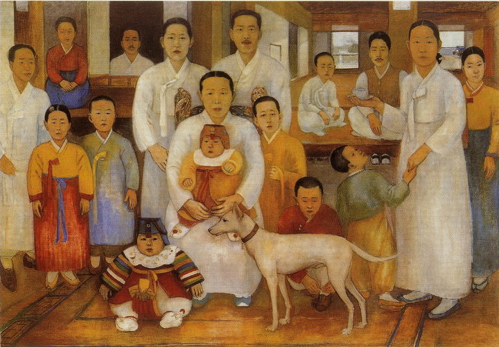 배운성, 가족도, 1930-35년_캔버스에 유화물감_ 140×200cm_ 대전프랑스문화원 소장 *재판매 및 DB 금지