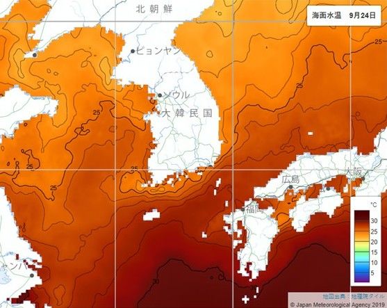 한반도 주변 해면온도(사진=고려대기환경연구소 제공) *재판매 및 DB 금지