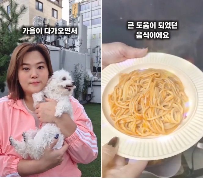 [서울=뉴시스] 가수 미나(52)의 시누이 박수지(36)가 다이어트에 좋은 음식으로 스파게티를 꼽았다. 사진은 박수지가 직접 만든 토마토 스파게티. (사진: 박수지 인스타그램 캡처) 2025.09.26.