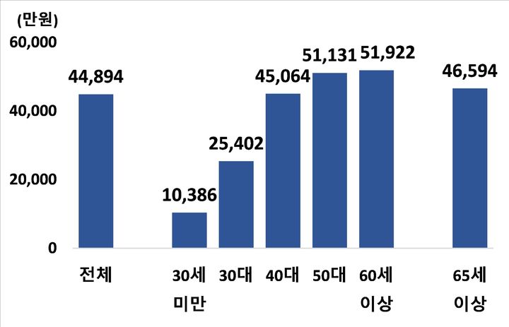 가구주 연령대별 순자산 *재판매 및 DB 금지