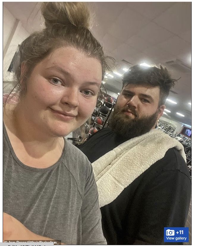 [서울=뉴시스]살 빼기 전 엘리 제프리스(왼쪽)와 남편 라이너(오른쪽)의 모습. (사진출처: 데일리메일 캡처) 2025.0-9.25.