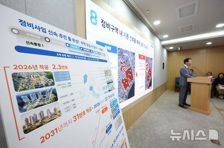 [서울=뉴시스] 김진아 기자 = 오세훈 서울시장이 29일 서울 중구 서울시청 브리핑룸에서 정비 사업 인·허가 규제 전면 혁신을 통한 민간 중심 정비 사업 확대를 주요 내용으로 하는 신속통합기획 2.0 추진 계획을 발표하고 있다. 2025.09.29. bluesoda@newsis.com