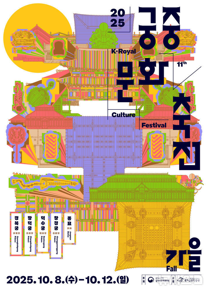 [서울=뉴시스]국가유산청 궁능유적본부가 국가유산진흥원과 함께 10월 8일부터 12일간 서울 4대 고궁과 종묘에서 진행하는 '2025 가을 궁중문화축전' 포스터. 국가유산청 제공