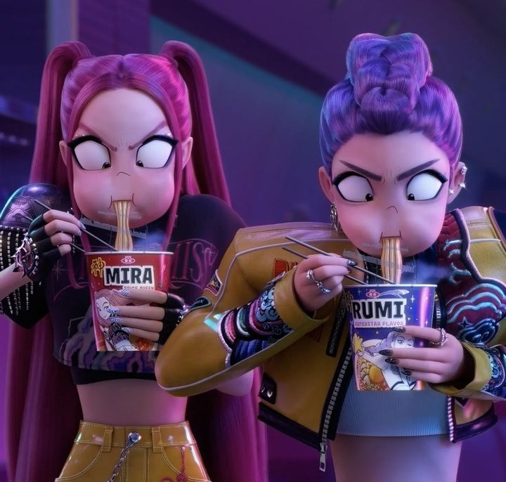 [서울=뉴시스] '케이팝 데몬 헌터스' 속 컵라면 먹는 장면. (사진 = 넷플릭스 제공) 2025.10.01. photo@newsis.com *재판매 및 DB 금지