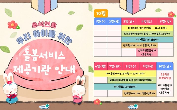 익산시, 긴 추석 연휴 돌봄·의료 공백 막는다