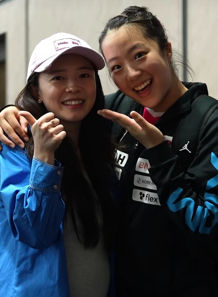 중국 베이징에서 깜짝 재회한 전지희(왼쪽)와 신유빈. (사진=WTT SNS 캡처). 2025.10.01. *재판매 및 DB 금지