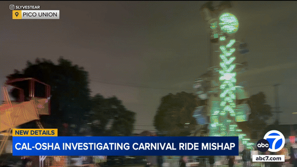 [뉴시스]사고 당시 놀이기구가 심하게 흔들리다 추락하는 모습(사진=ABC7) 2025.10.01 *재판매 및 DB 금지