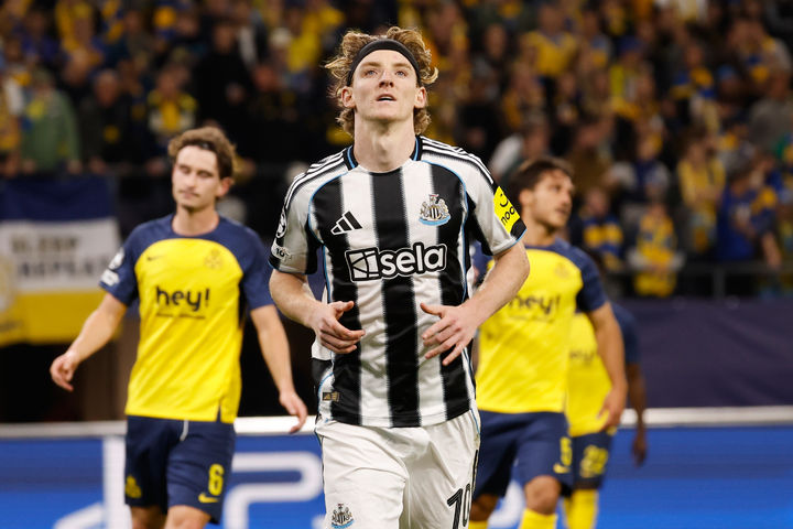 [브뤼셀=AP/뉴시스] 잉글랜드 프로축구 프리미어리그(EPL) 뉴캐슬 유나이티드의 앤서니 고든. 2025.10.01.