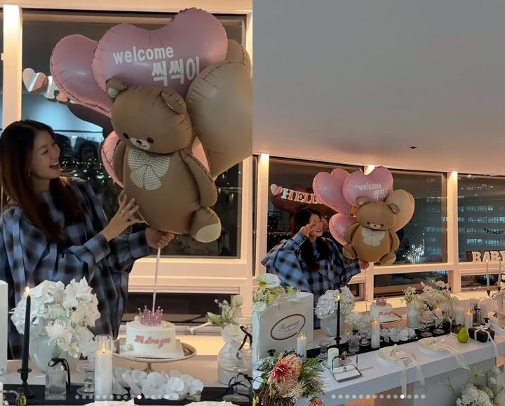 [서울=뉴시스] 배우 이시영이 둘째 출산 전 서프라이즈 파티에 감동했다. (사진=이시영 인스타그램 캡처) 2025.10.02. photo@newsis.com *재판매 및 DB 금지