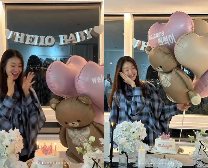 [서울=뉴시스] 배우 이시영이 둘째 출산 전 서프라이즈 파티에 감동했다. (사진=이시영 인스타그램 캡처) 2025.10.02. photo@newsis.com *재판매 및 DB 금지