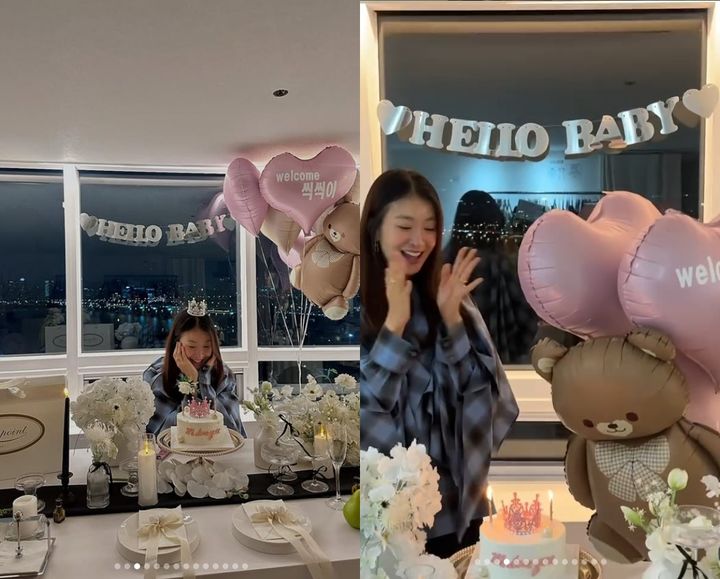 [서울=뉴시스] 배우 이시영이 둘째 출산 전 서프라이즈 파티에 감동했다. (사진=이시영 인스타그램 캡처) 2025.10.02. photo@newsis.com *재판매 및 DB 금지