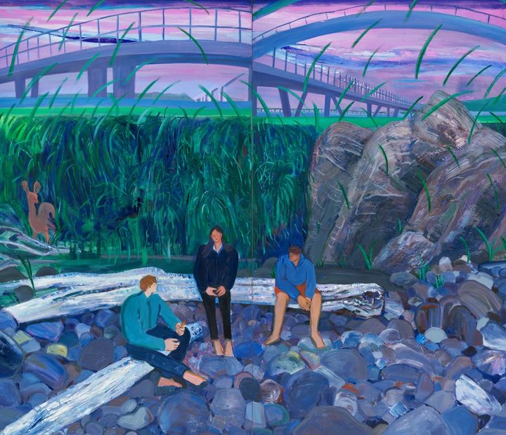 김은정, 한강의 초록비 Green Rain over the Han River, 2024, 캔버스에 유채 Oil on canvas, 193.9x224.2cm *재판매 및 DB 금지