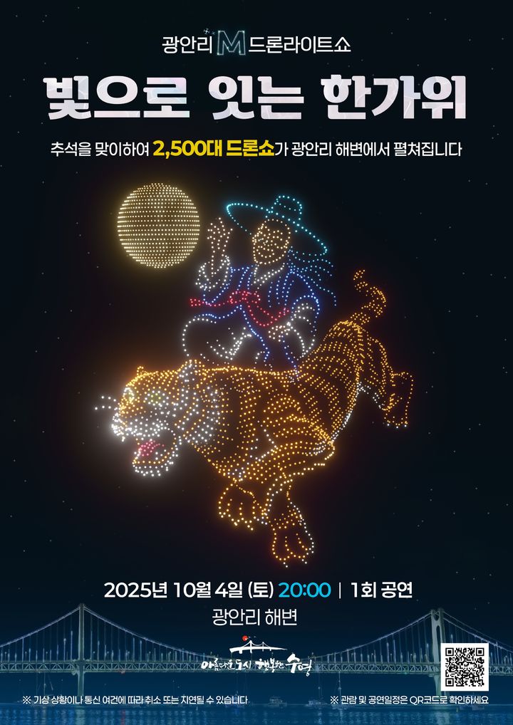 [부산=뉴시스] 광안리 M 드론라이트쇼 추석 특별공연 (그림=부산 수영구 제공) 2025.10.03. photo@newsis.com *재판매 및 DB 금지