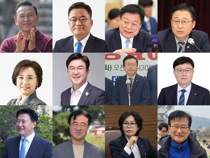 [천안=뉴시스] 더불어민주당 소속으로 2026년 전국동시지방선거에 나설 것으로 예상되는 후보들. (왼쪽 위부터) 구본영, 한태선, 이규희, 김선태, 김연, 황천순, 장기수, 김영만, 김학민, 최재용, 김미화, 공범석. (사진=각 SNS 갈무리) 2025.10.04 photo@newsis.com *재판매 및 DB 금지