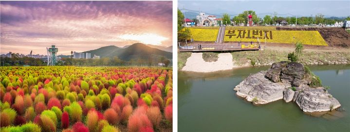 [창원=뉴시스]양산 황산공원과 의령 부자솥바위.(사진=경남도 제공) *재판매 및 DB 금지