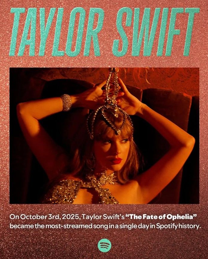 [서울=뉴시스] 테일러 스위프트. (사진 = 스포티파이 캡처) 2025.10.04. photo@newsis.com *재판매 및 DB 금지