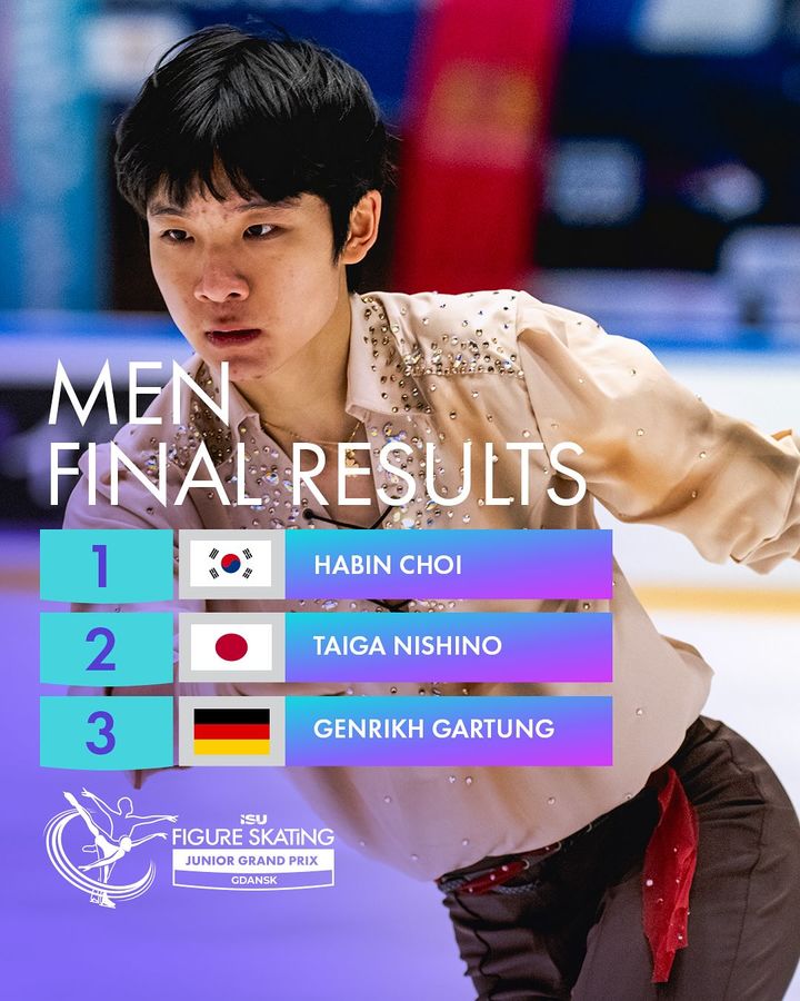 [서울=뉴시스]피겨 최하빈, 6차 주니어 GP 우승…생애 첫 파이널 진출. (사진=ISU 소셜미디어 캡처)