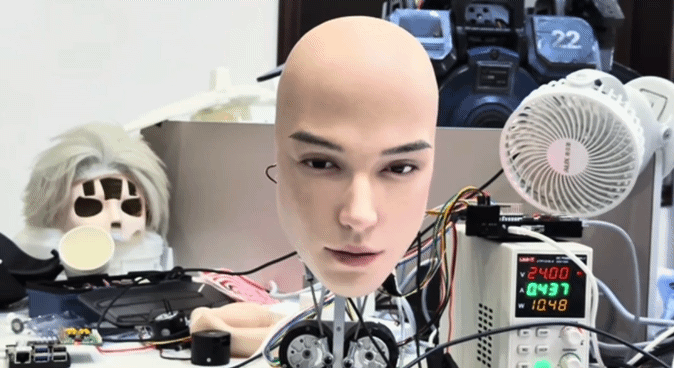 [서울=뉴시스] 중국기업 어헤드폼이 지난달 유튜브를 통해 공개한 로봇 머리. (사진출처: 어헤드 유튜브 캡처) 2025.10.06. *재판매 및 DB 금지