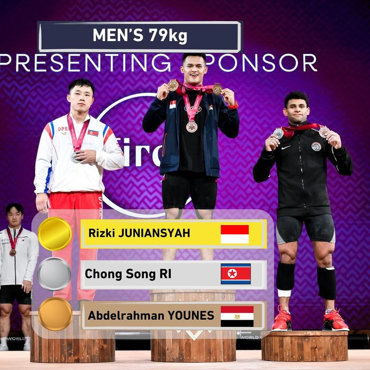 [서울=뉴시스] 2025 국제역도연맹(IWF) 세계역도선수권대회 남자 79㎏급 경기 결과. (사진=IWF SNS 캡처) 2025.10.07. photo@newsis.com *재판매 및 DB 금지