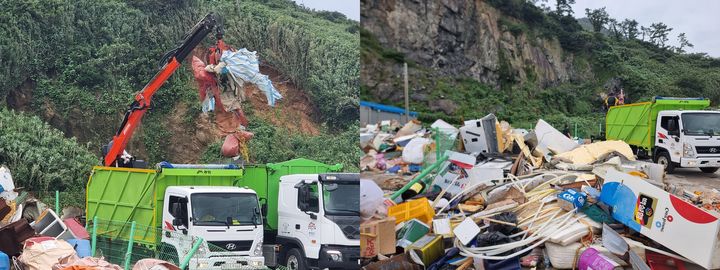 [보령(외연도)=뉴시스] 외연도 생활쓰레기 모습. *재판매 및 DB 금지