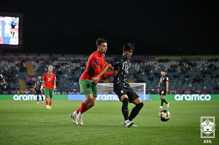 [서울=뉴시스] 한국 20세 이하(U-20) 축구대표팀의 김명준. (사진=대한축구협회 제공) 