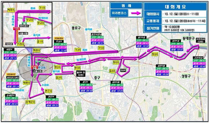 [서울=뉴시스 ] '2025 서울 레이스 마라톤' 코스 및 교통통제 구간 안내도. (사진 제공=서울경찰청) 2025.10.10. photo@newsis.com *재판매 및 DB 금지