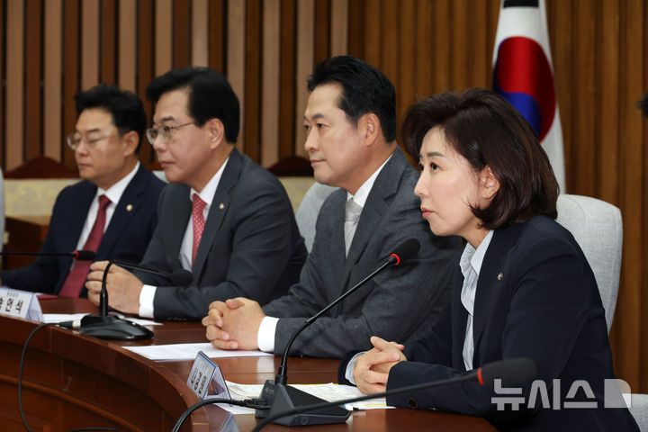 [서울=뉴시스] 김명년 기자 = 나경원 국민의힘 지방선거 총괄기획단 위원장이 10일 오전 서울 여의도 국회에서 열린 총괄기획단 제1차 전체회의에서 발언하고 있다. 2025.10.10. kmn@newsis.com