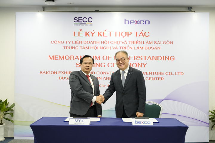 [부산=뉴시스] 부산 전시·컨벤션센터인 벡스코는 최근 베트남을 대표하는 전시컨벤션센터인 사이공전시컨벤션센터(SECC), 베트남 남부의 대표적인 산업단지 개발 공기업인 베카멕스(BECAMEX) 등과 업무협약(MOU)을 체결하는 등 아시아 지역 전시산업 네트워크 확대에 박차를 가하고 있다고 14일 밝혔다. (사진=벡스코 제공) 2025.10.14. photo@newsis.com *재판매 및 DB 금지